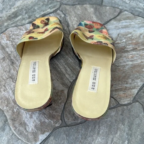 Ann Marino Vitage Holographic Butterfly Rose Open Toe Heeled Sandal - Picture 3 of 5